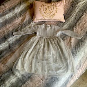 Next Generation knitted soft silver top snd tutu skirt with flowers dress 5T